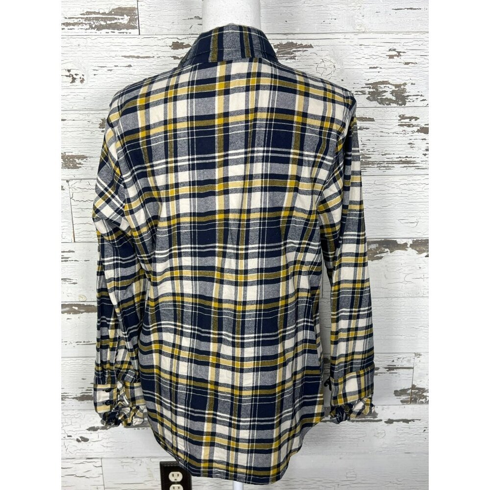 CABI Seattle Plaid Flannel Button Up Shirt Navy Yellow Sz M #4233 EUC - Picture 4 of 6